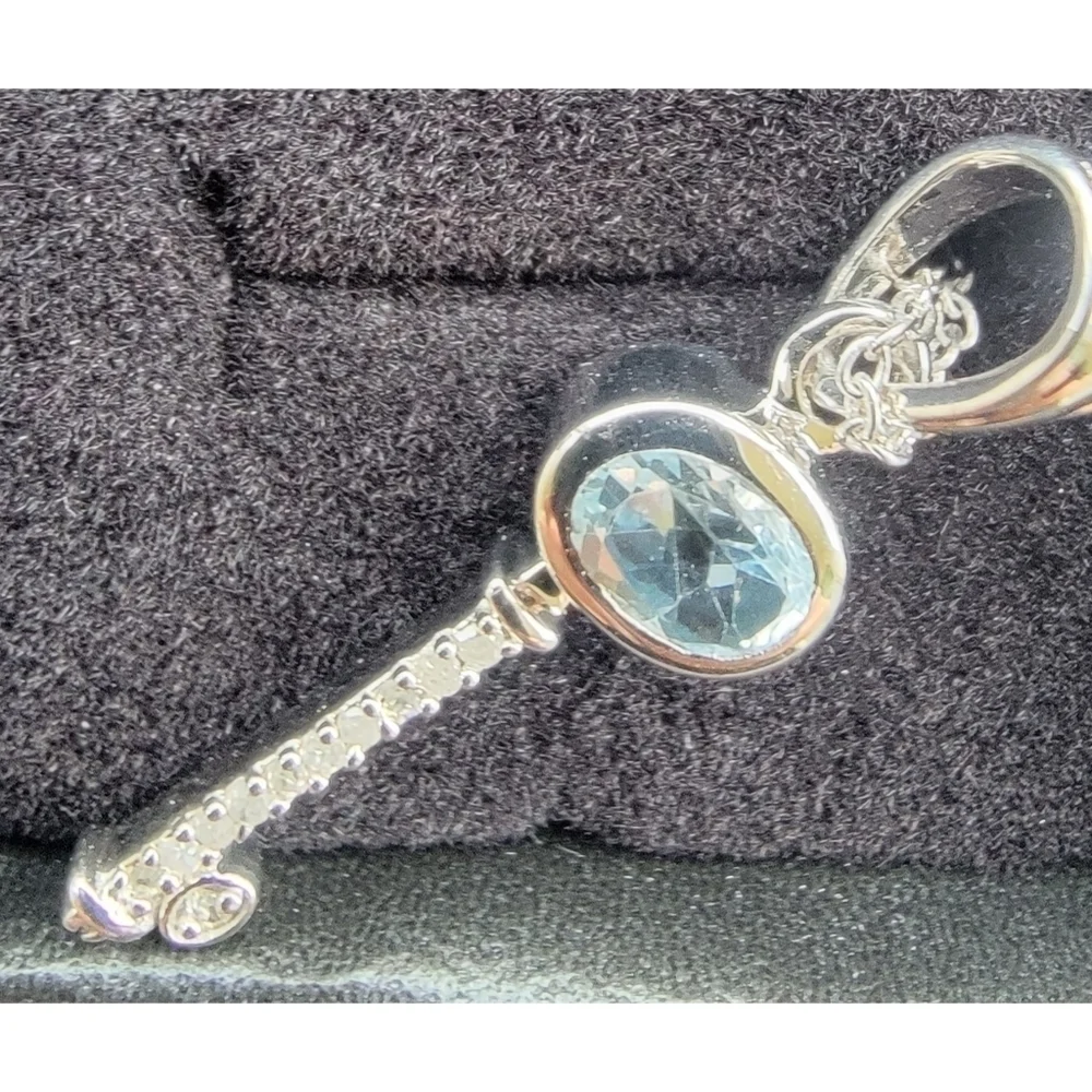 Sterling Silver Diamond & Swiss Topaz Necklace